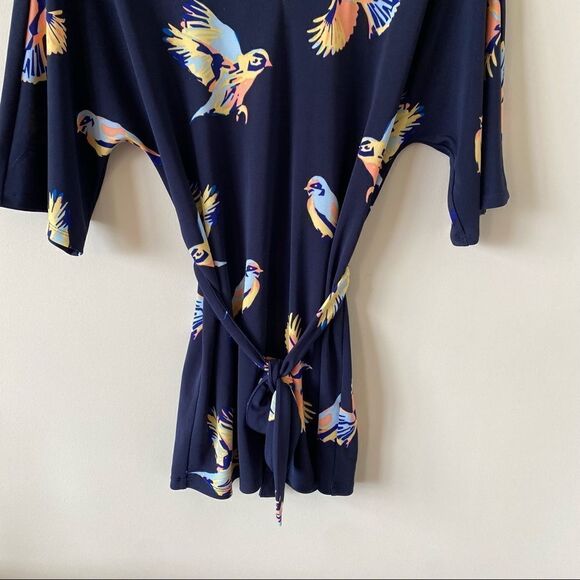 ANTHROPOLOGIE-DELETTA Bird Print Tunic Kimono - Picture 4 of 11